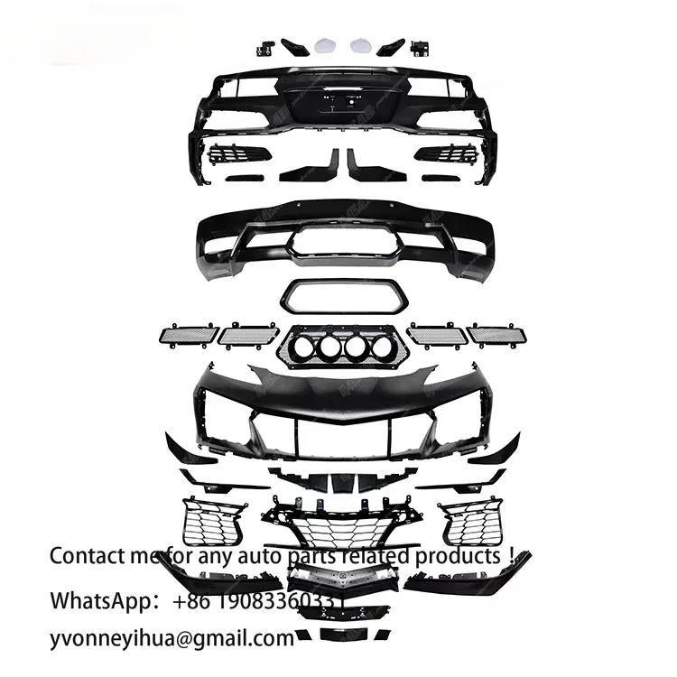 Para chevrolet corvette c8 atualização z06 kit corpo com amortecedor dianteiro traseiro difusor para peças do corpo do carro esportivo