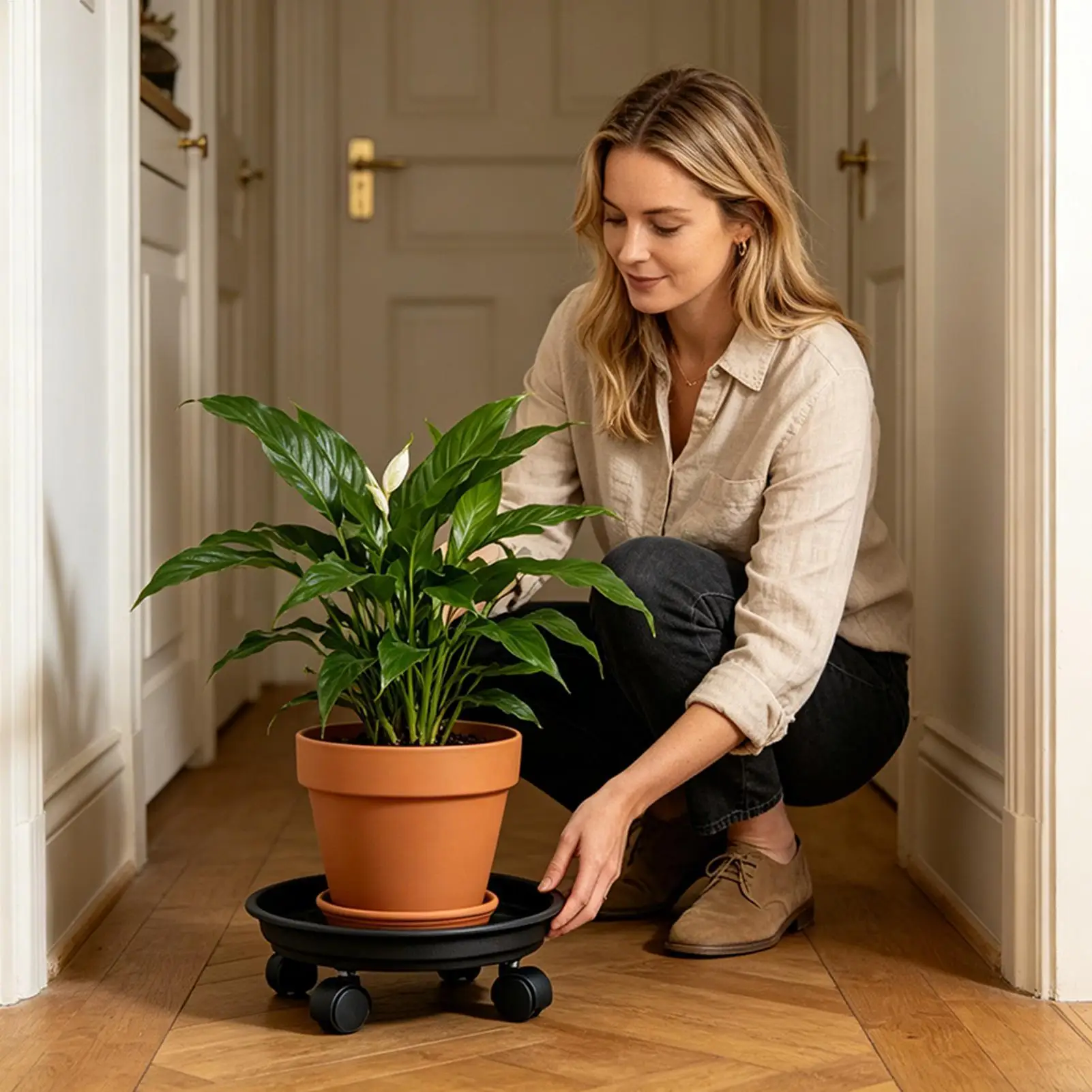 Plant Saucer With Wheels Heavy Duty Planter Pot Tray Plant Pot Rollers With Wheels For Flowers Citrus Indoor Outdoor Garden