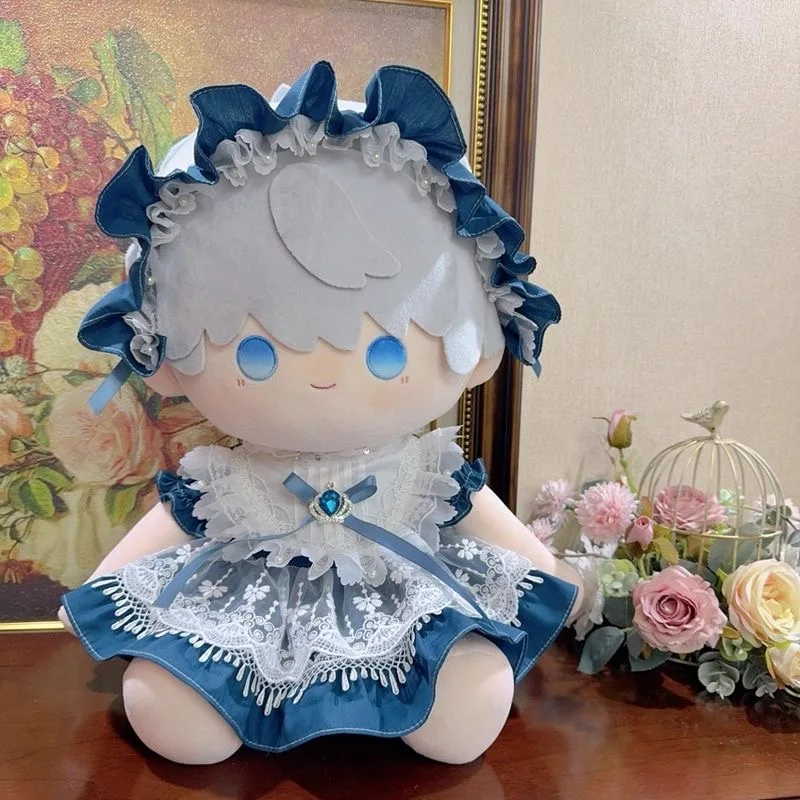 40CM 20CM 15CM Cotton Doll Clothes Blue Flower Dress, 50-55CM Reborn Doll Skirt