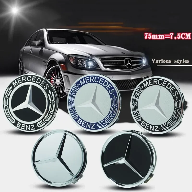 

4PCS 75mm Car Wheel Center Cap Hub Covers Badge Accessories For Mercedes benz AMG C E S GLE CLC Class W204 W203 W205 W124 W221
