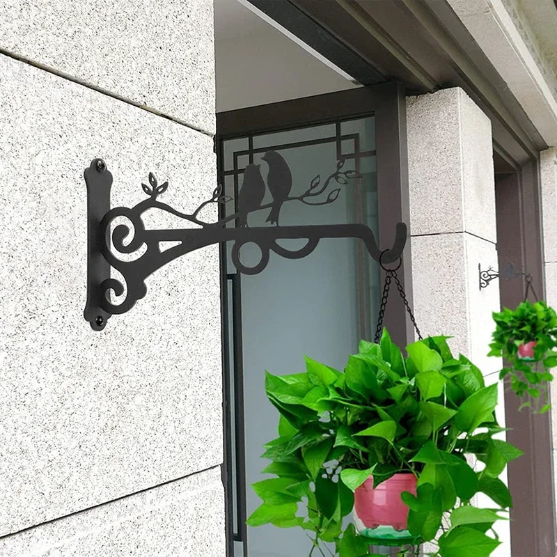 1× Bird Hook Wall Flower Pot Support Metal Practical Wall Hanging Flower Pot Basket Garden Outdoor Indoor Hanging Plant Supplies