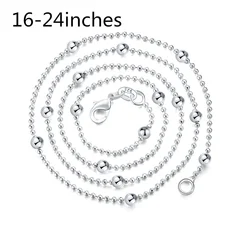 925 Charms wedding party Beads chain silver color cute women Men necklace jewelry fashion girl gift LN060