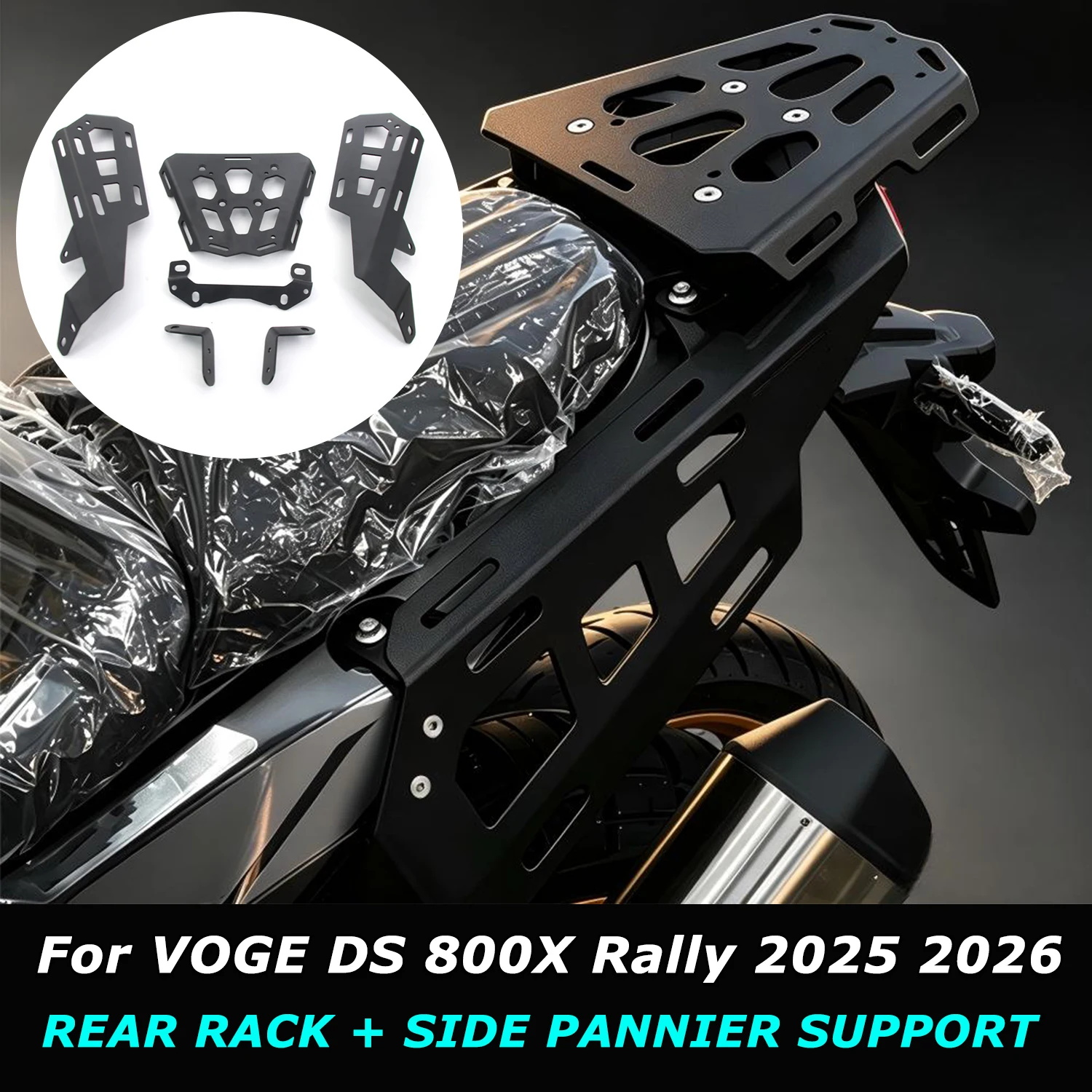 Aluminum Rear Rack+Side Panniers Rack Luggage Saddlebag Carrier Protect Non-destructive Install For VOGE DS 800X Rally 2025-2026
