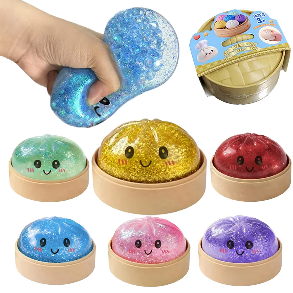 Glitzer-Dumpling Squishy mit Box – Sensorisches Quetschspielzeug zur Stresslinderung