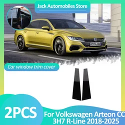 Car Window Cover For Volkswagen VW CC Arteon 3H7 R-Line 2018~2025 Pillar Stickers Black Carbon Fiber Silver B Column Accessories