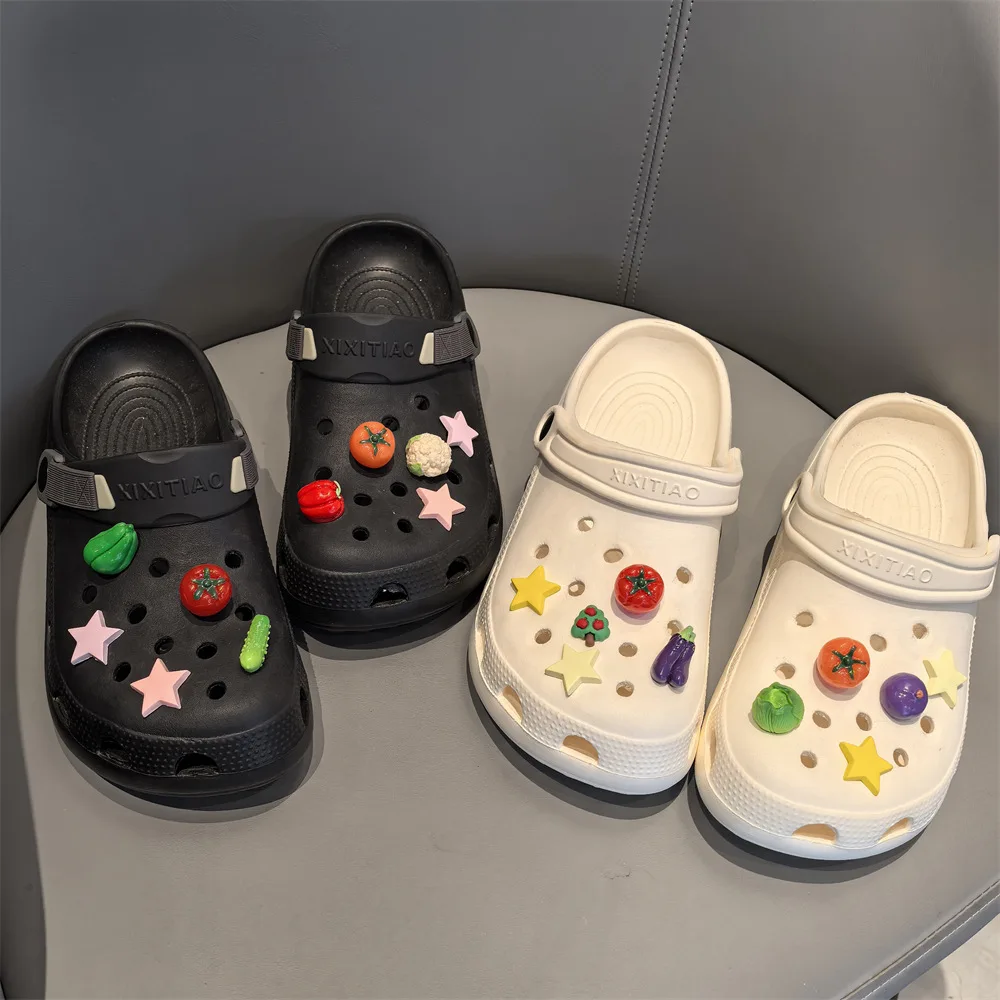 3D groente Schoen Charmes Set Komkommer tomaat aubergine chili Schoen Decoraties DIY Afneembare gesp Schoenen accessoires 10 Stuks