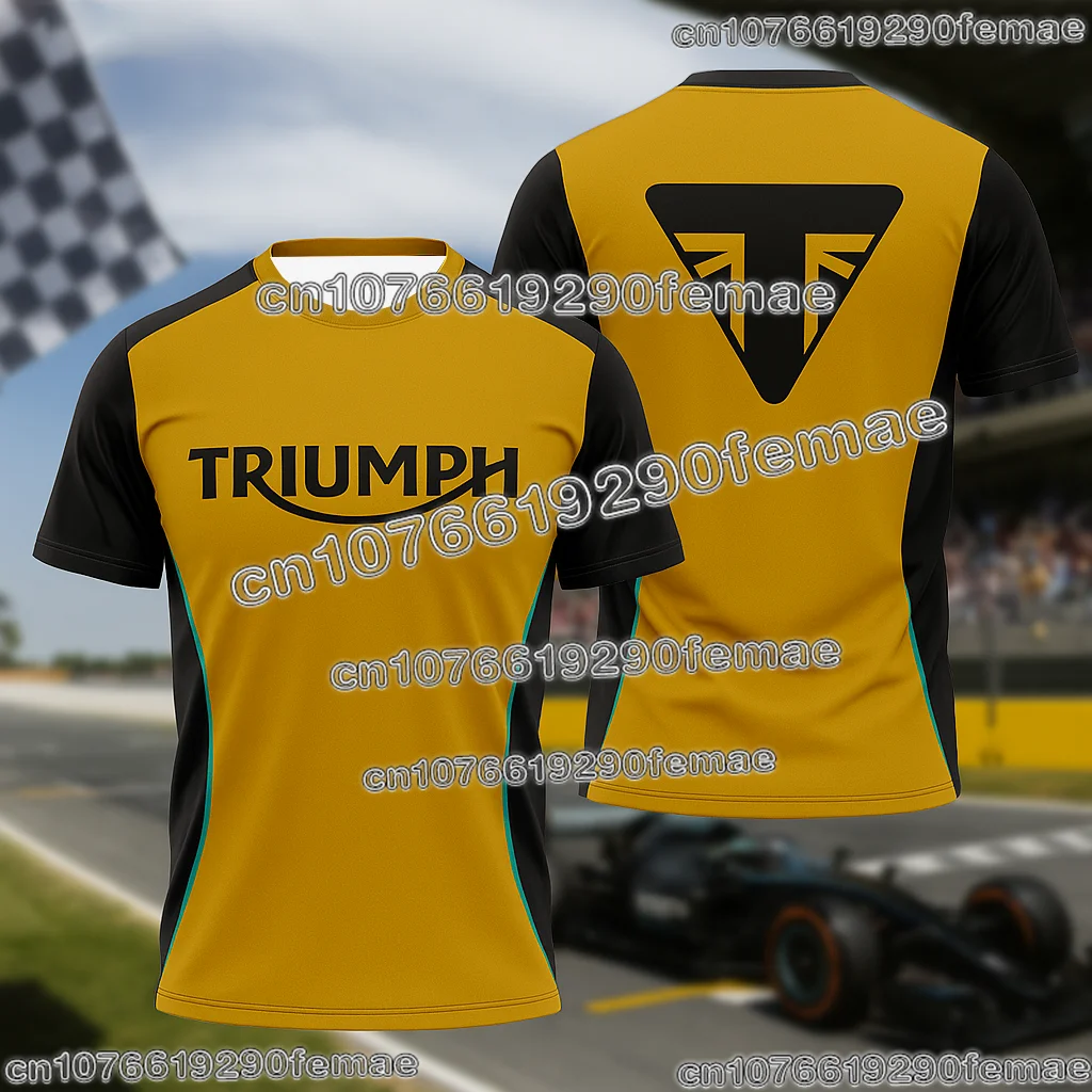 تي شيرت كلاسيكي Triumph Motorcycle Graphic تي شيرت عالي الجودة بأكمام قصيرة كاجوال لراكبي الدراجات النارية للرجال والنساء ملابس عصرية صيفية