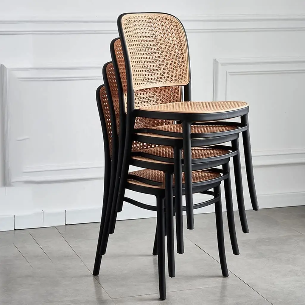 #Cheap Stackable Cane Design Chair Furniture Modern Rattan Chair Outdoor Restaurant Cafe Bistro Dining Room Plastic Chair