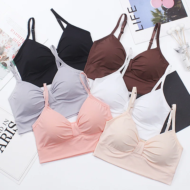 

Women Tanks Crop Tops Seamless Underwear Female Crop Top Sleeveless Streetwear Sexy Lingerie Push Up Bralette Padded Camisole