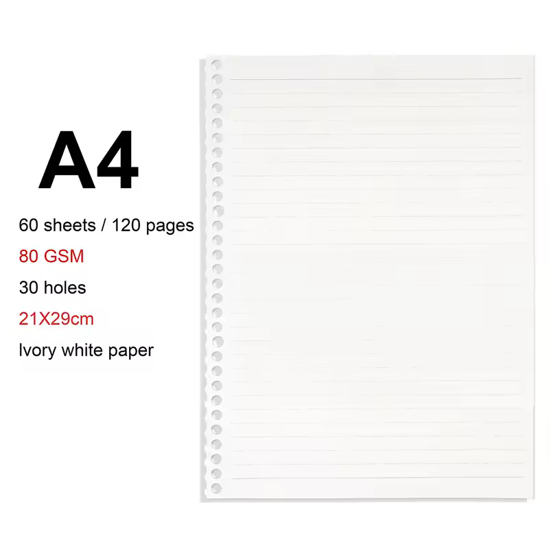 A4/B5/A5 Loose Leaf Refill Binder Notebook Blank/Line/Grid/Cornell Replacable Metal Ring Office&School Supplies Stationery - Image 22