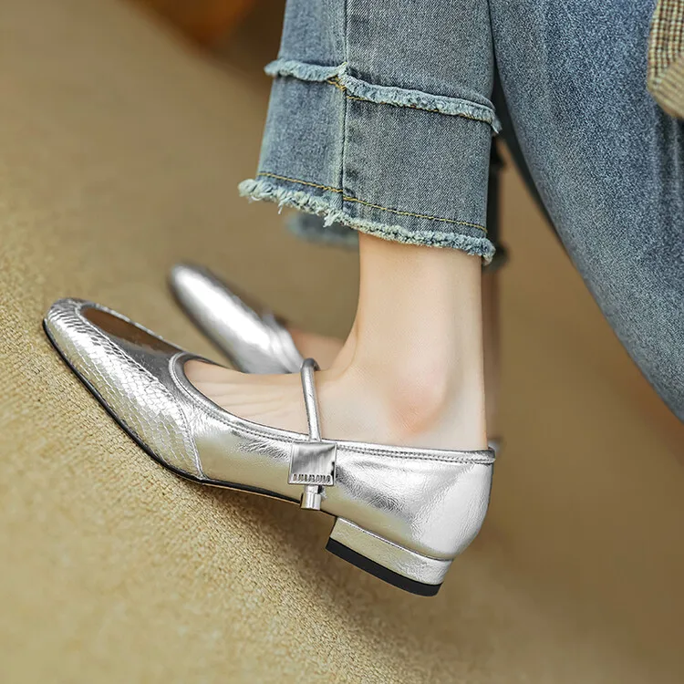 2024New Shallow Women Flats Mixed Color Silver Leather Moccasins Femmes Mary Jeans Casual Creepers Black Soft Espadrilles Mujer