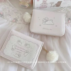 Pink Cute Cat Girls Wallet Short Student ID Bank Card Holder Money Bag Zipper Wallets For Women Key Storage Purse Coin Purse