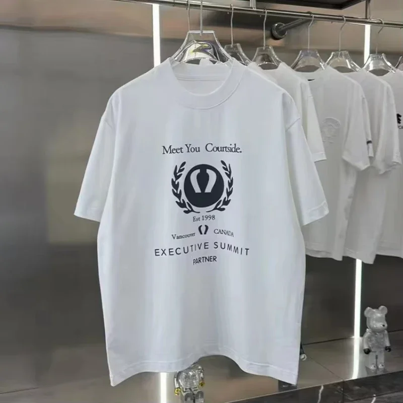 

2025 New Summer Lulu Letter Print T-Shirt Men Women Loose Fit Round Neck 100% Cotton Oversized Streetwear American Fashion