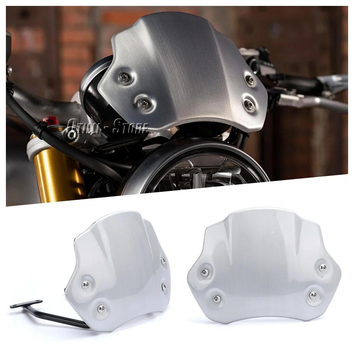 For BMW BMW R NINE T Pure/Racer/Scrambler/Urban GS Motorcycle Aluminum Wind Deflector Windshield Sliver Front Screen Wind Shield