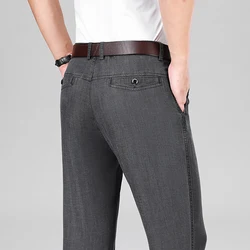 Lyocell Fabric 2026  Spring Summer Men's Black Thin Straight Jeans Classic Style Business Fashion Stretch Loose Jeans Male Brand