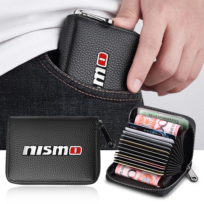 Authentic Leather Bag Car Driver's License ID Card Bank Card Wallet For Nismo Nissan 370Z Coupe Roadster Z34 2009-2020 GTR Juke