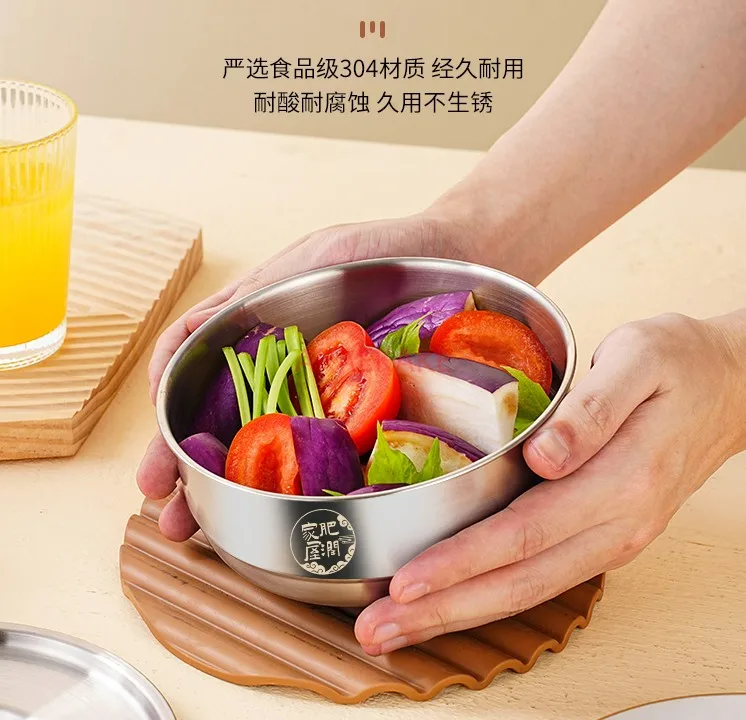 500ml/720ml 304 stainless steel steamed egg bowl with lid, steamed rice, household mixed noodles, cooking oil basin