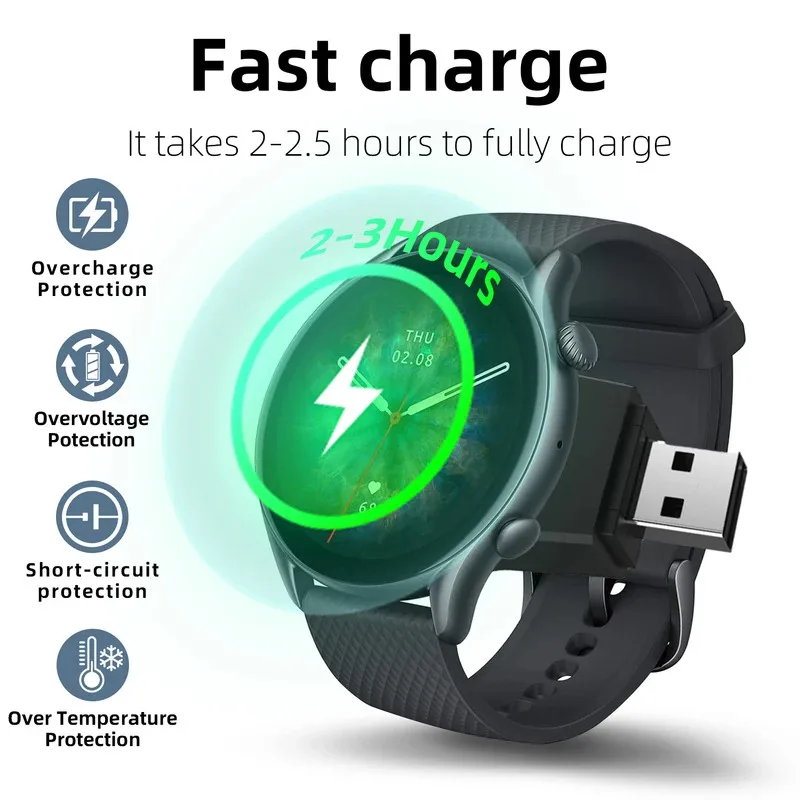 

Зарядное устройство для Amazfit t-rex 2/GTR 4/GTR 4 Pro/GTS 4/GTR 3/GTR 3 Pro USB-зарядное устройство, зарядное устройство для умных часов, сменное зарядное устройство