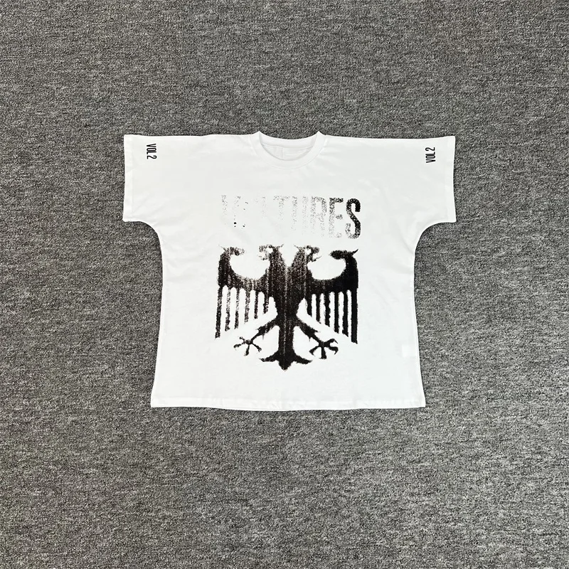 

Bald Eagle Print Vultures YZY Kanye White T-Shirts Men Women 1:1 Best Quality Pure Cotton Oversized Short Sleeves