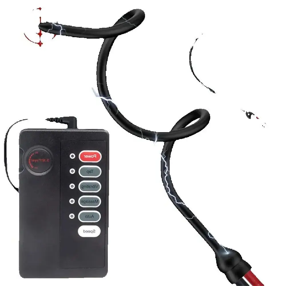 SM Electric Urethra Play Kit with Metal Bead Sounding Plug Penis Ring E-Stim Prostate Massager Horse Eye Rod for Couples Games