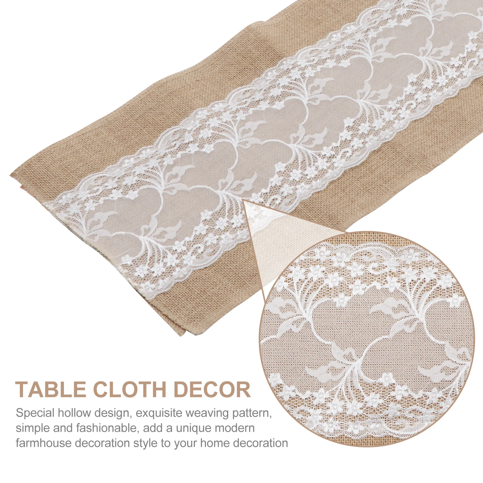 

Lace Table Runner Jute Handmade Hollow Design Rustic Farmhouse Decor for Wedding Party Birthday Holiday Home Hotel Restaurant