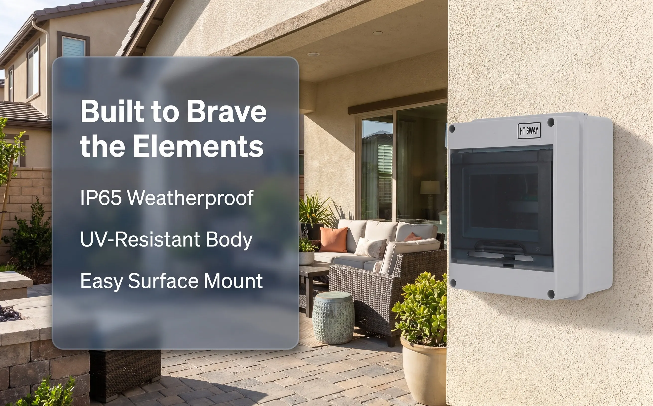 6 Way Waterproof Outdoor Electrical Box Circuit Breaker Distribution Protection Plastic Enclosure for Indoor Outdoor
