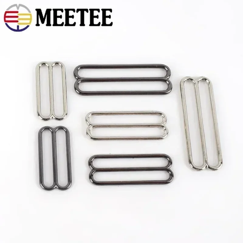 30Pcs Meetee 20/25/30/40/50mm Metal Tri-Glide Adjust Buckles Clasp Bra Ring Sliders Strap Buckle DIY Belt Hook Garment Accessory