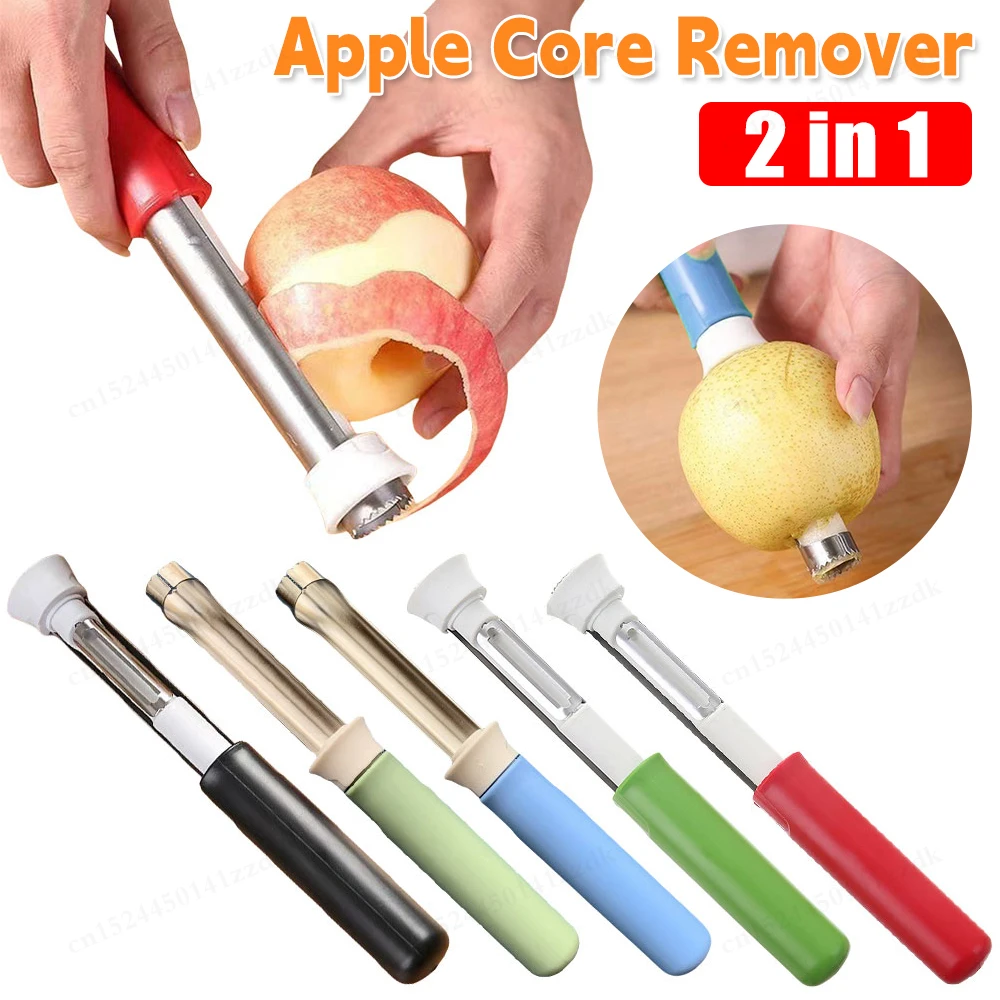 2 in 1 Apple Corer Pitter Stainless Steel Pear Bell Twist Fruit Stoner Easy Core Seed Remover pepper Remove Pit Kitchen Tool Gad