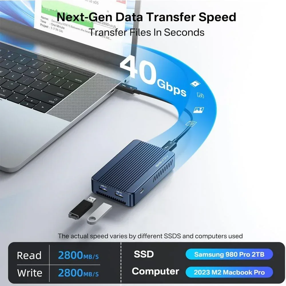 Acasis 40Gbps サンダーボルト NVMe SSD ケースドッキングステーション USB-C ハブ 8K 60HZ 高解像度ケース SSD DP1.4 Macbook Pro 用