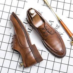 High Quality Brogue Leather Shoes Men Large Size 47 Formal Leather For Men Yuppie Business British Style Men's Dress Shoes 2025