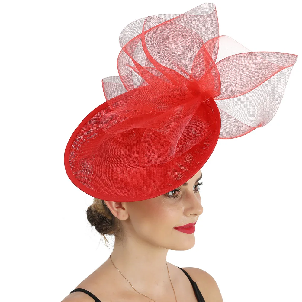 Fascinadores grises para mujer, sombrero de pastillero de gasa de lino para Festival de carreras de caballos, sombreros de boda real, vestido Derby, sombreros de cóctel