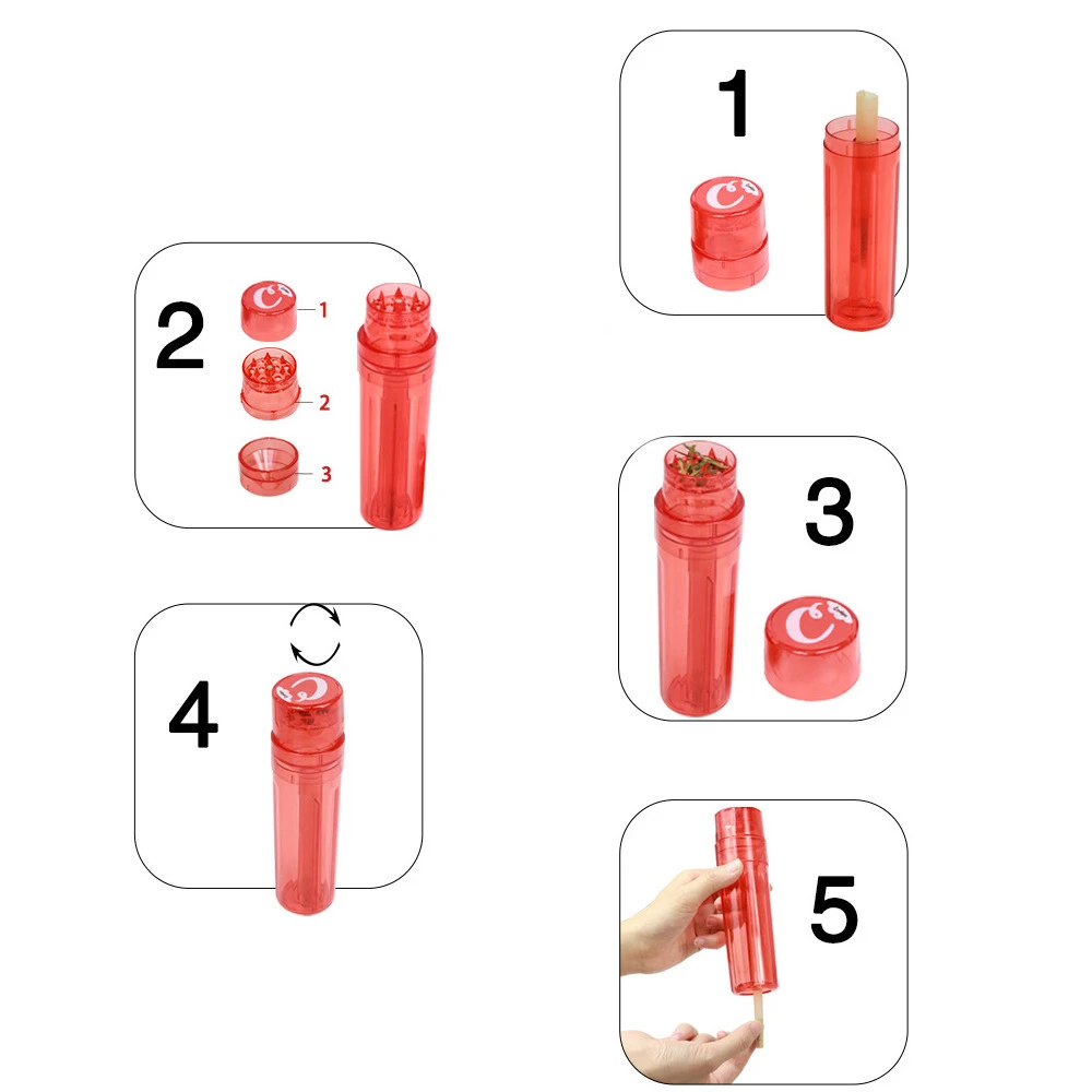 Pre-Rolled Cones Plastic Spice Herb Grinder Flower Tower Loader Portable