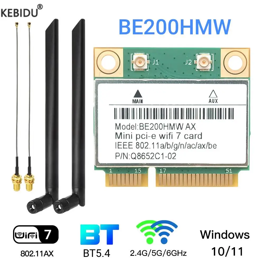 Tri Band WiFi6E BE200 Wireless Bluetooth 5.4 802.11AX Wireless Wi-Fi 7 BE200 For BE200HMW mini PCI-E Wlan WiFi Card