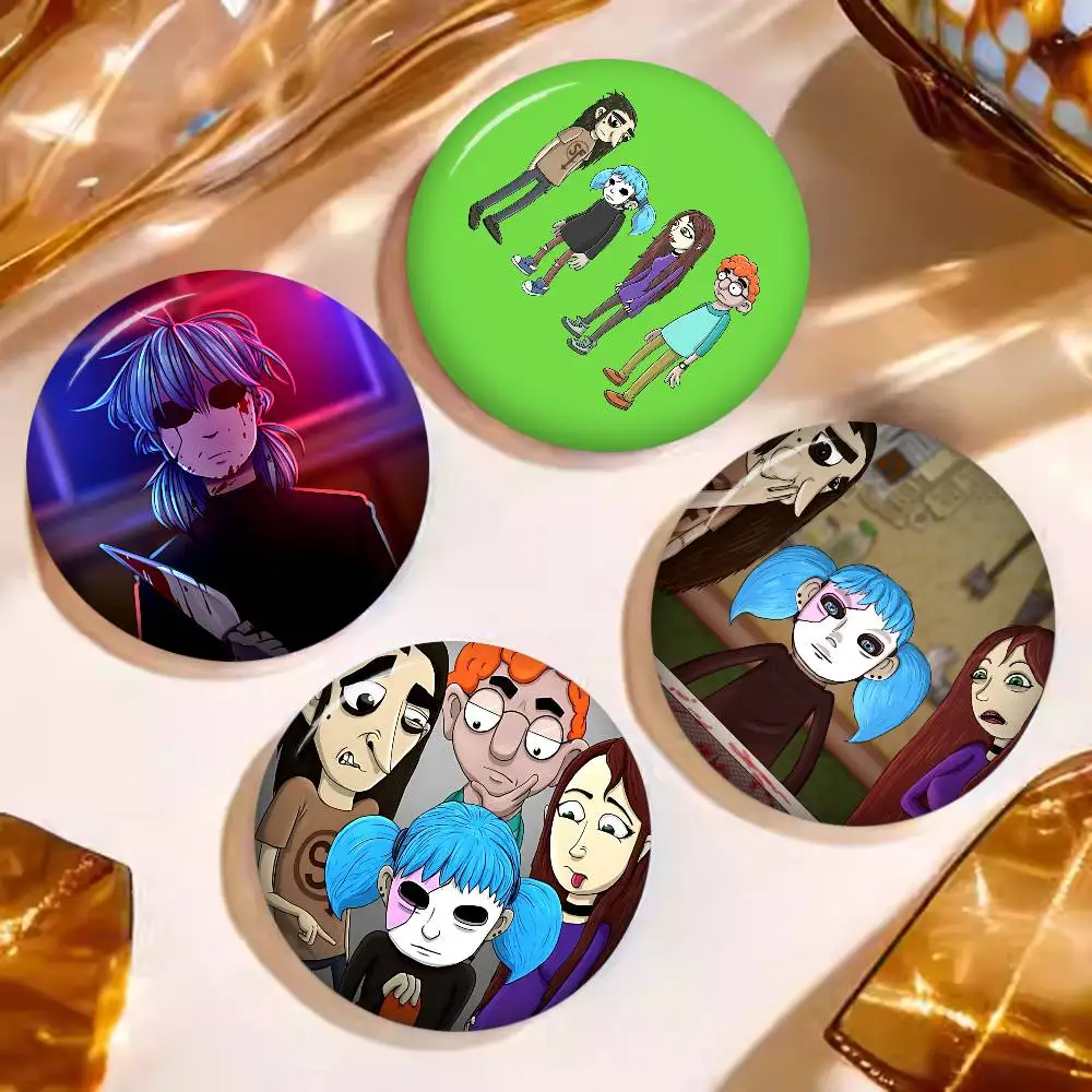 Cartoon Sally Face Round Button Pins Slogan Creative Brooches Backpack Clothes Decoration Fashion Cartoon Jewelry Gifts