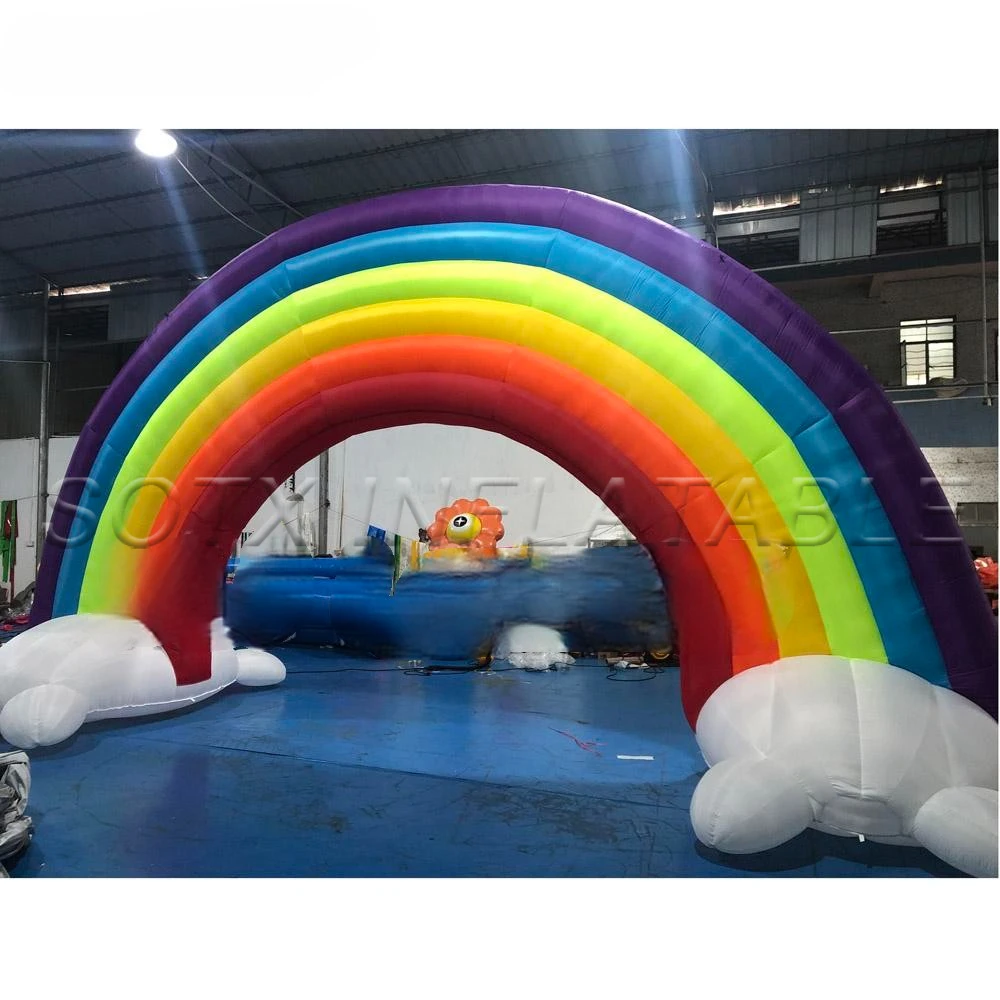 archway door gate for event 2021 new arrival best airblown large inflatable rainbow arch with clouds balloon