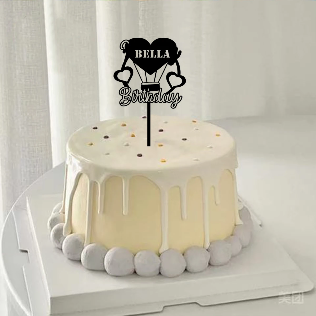 Globos de aire caliente de amor a la moda, adornos de pastel con nombre personalizado, decoración única para fiesta de cumpleaños, 1 ud.