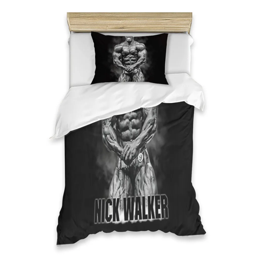 

Nick Walker Most Muscular Pose Bodybuilder BW Single Bed Sheets Set Complete Case Single Linen Quilt Cover