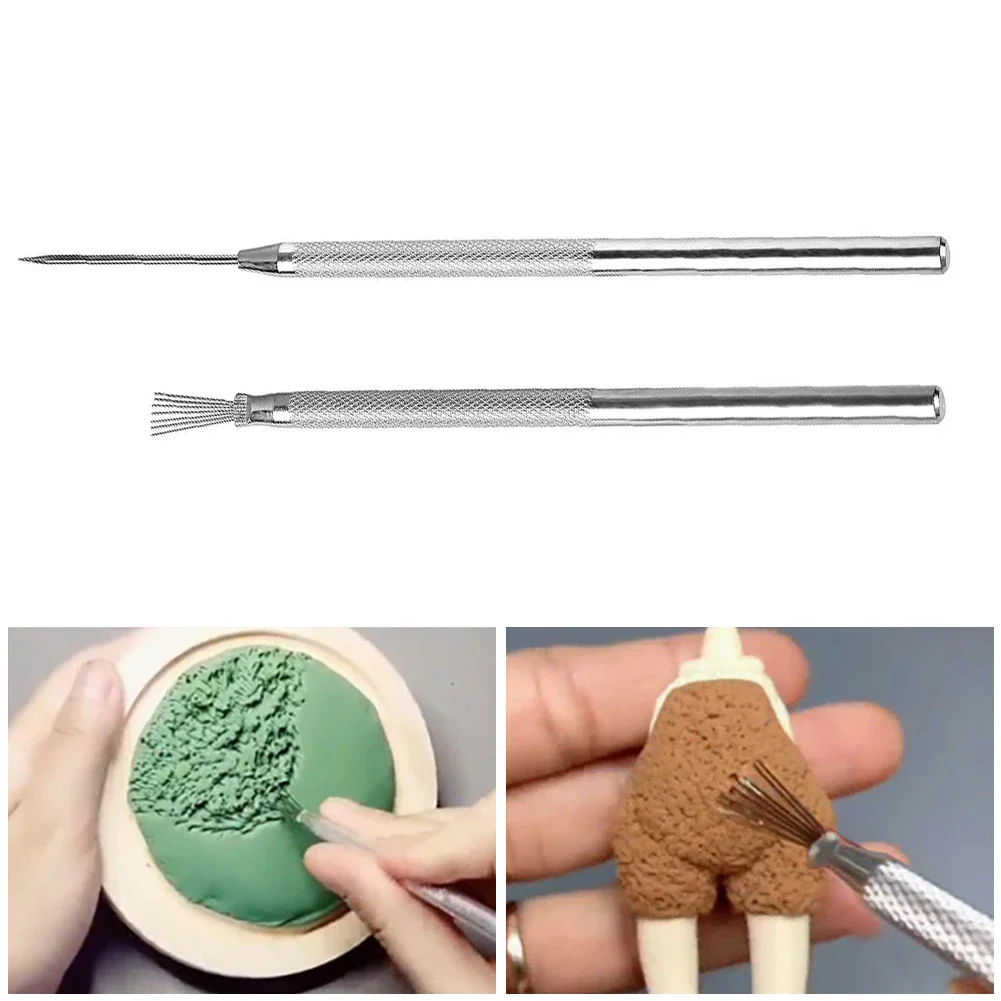 7 Pin Feather Wire Pro Needle Strong Wire Texture Ceramics Tools Polymer Clay Sculpting Modeling Tool Pottery Texture Brush