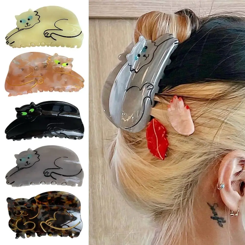 Fashion Texture Ragdoll Cat Amber Cat Scratch Clip Acetate Hair Clips Cartoon Cute HairPin Striped Styling Tool