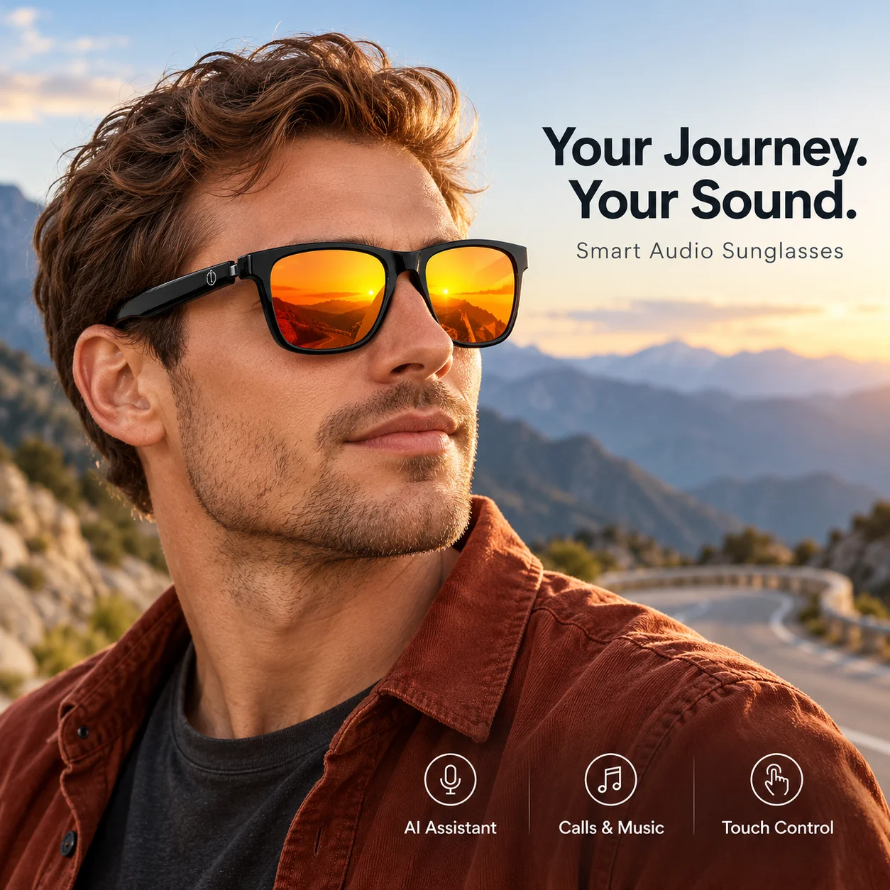 タッチ操作が可能なスマートオーディオグラス、ハンズフリー通話 - Smart Audio Glasses Touch Control のレビューと価格
