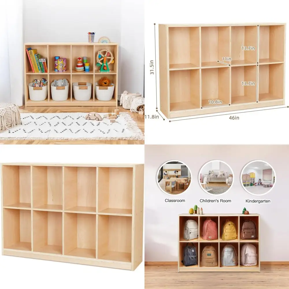 

Wooden 8-Compartment Kids Storage Cabinet for Toys, Books, and Classroom Essentials