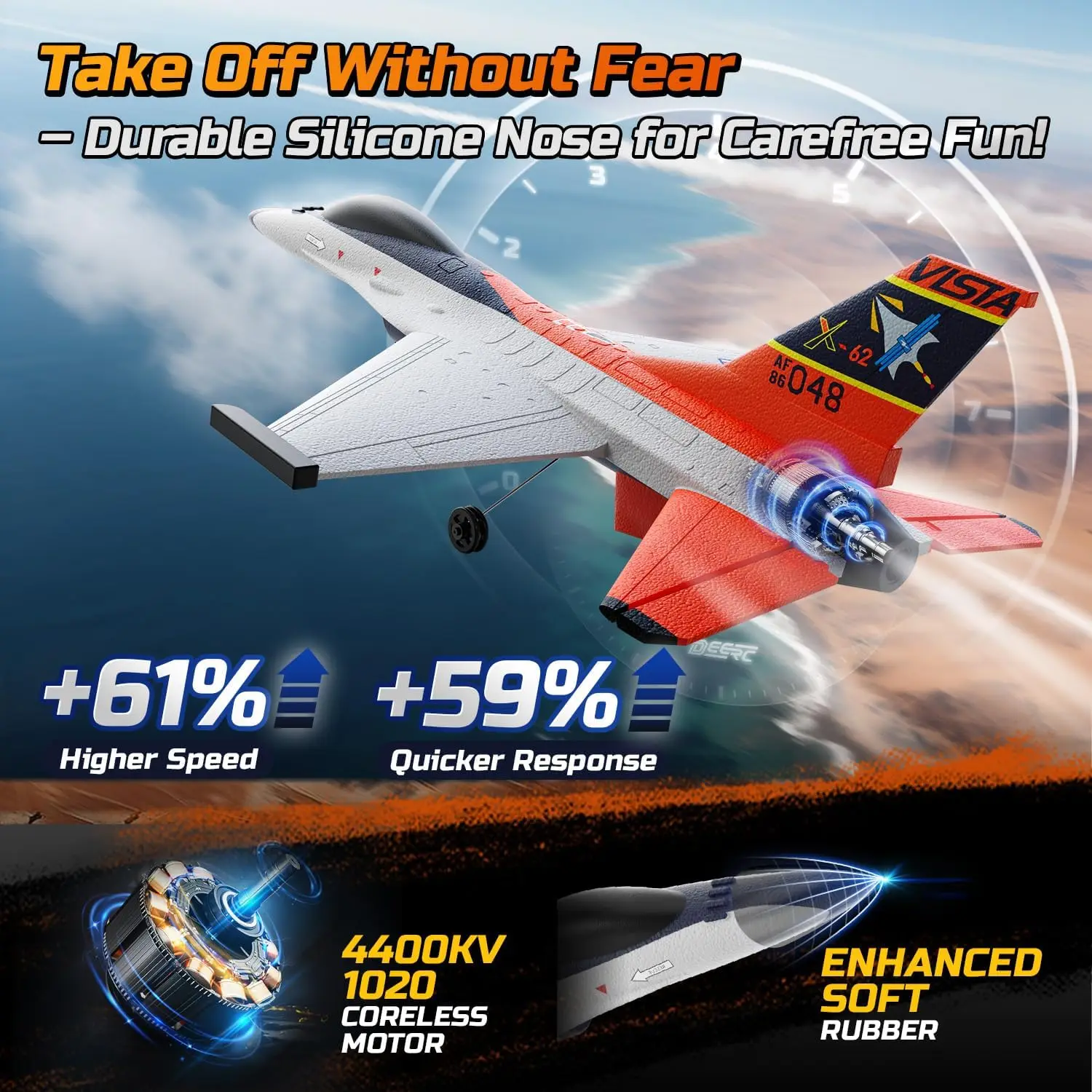 F-16 Style RC Airplane (X-62A Vista), 4-Channel Remote Control Jet with 6-axis Gyro Stabilizer EPP RTF Hobby Glider Aircraft Pla