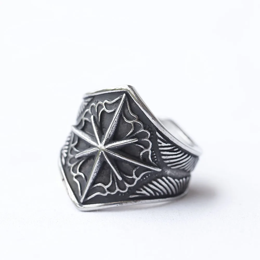 Starry Ring 316L Stainless Steel Star Men Ring Punk Rock Rap for Biker Male Boyfriend Mariner Jewelry Creative Gift Dropshipping