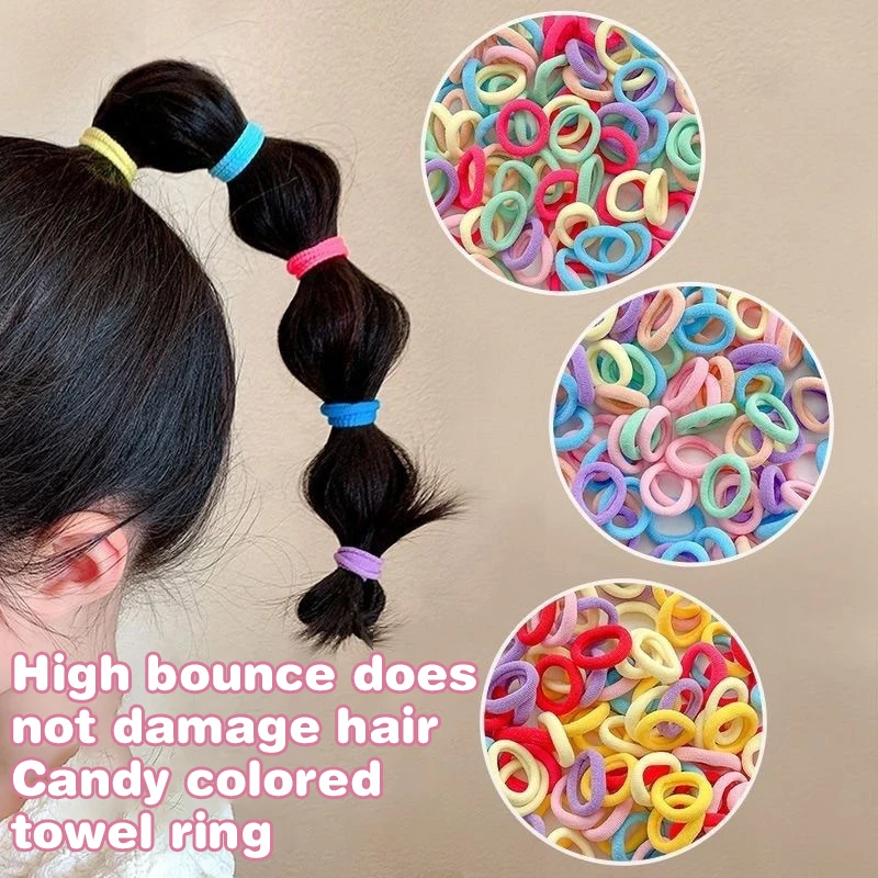 

100/500PCS Girl Hair Accessories Colorful Elastic Hair Bands For Women Nylon Scrunchie TiesRubber Band