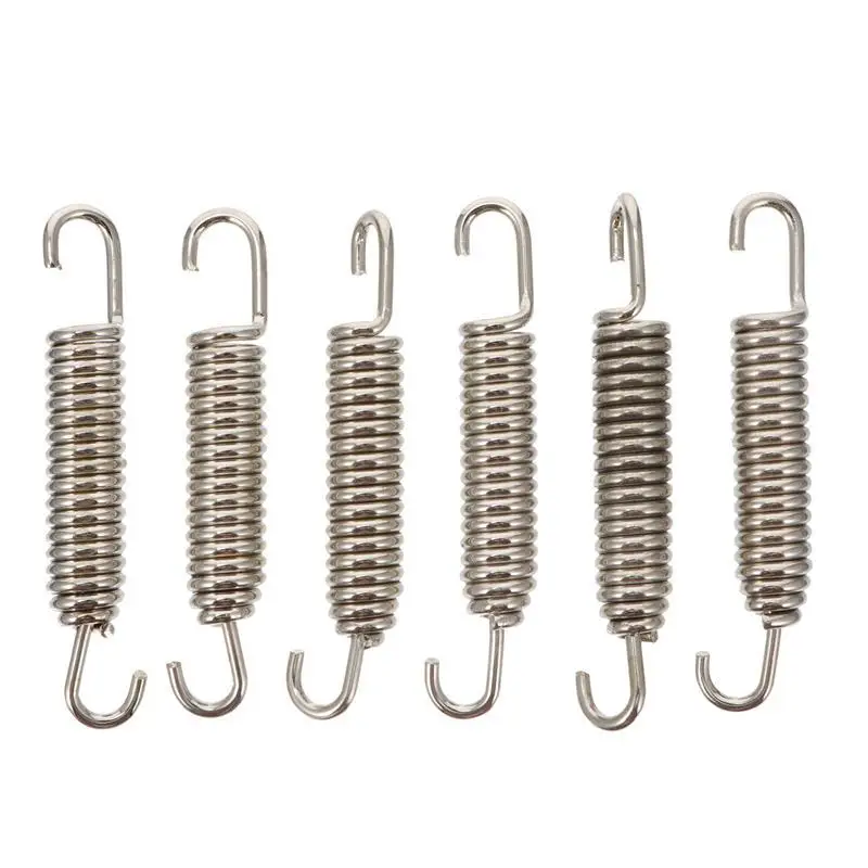 

6pcs Motorcycle Exhaust System Muffler Springs Stainless Steel 65mm Length Universal Muffler Exhaust Springs stretch Spring Hook