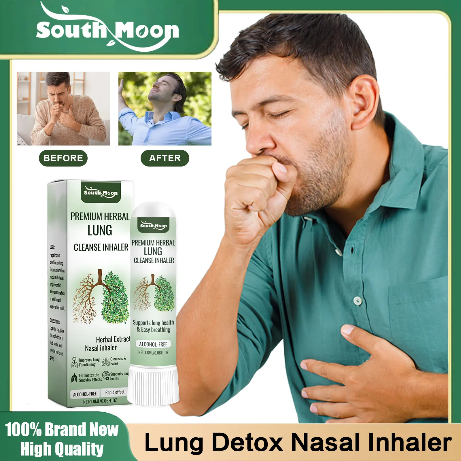 

Lung Cleansing Nasal Inhaler Cure Cough Soothe Throat Itchy Sore Improve Breathing Clear Liver Moisten Lungs Health Care Product