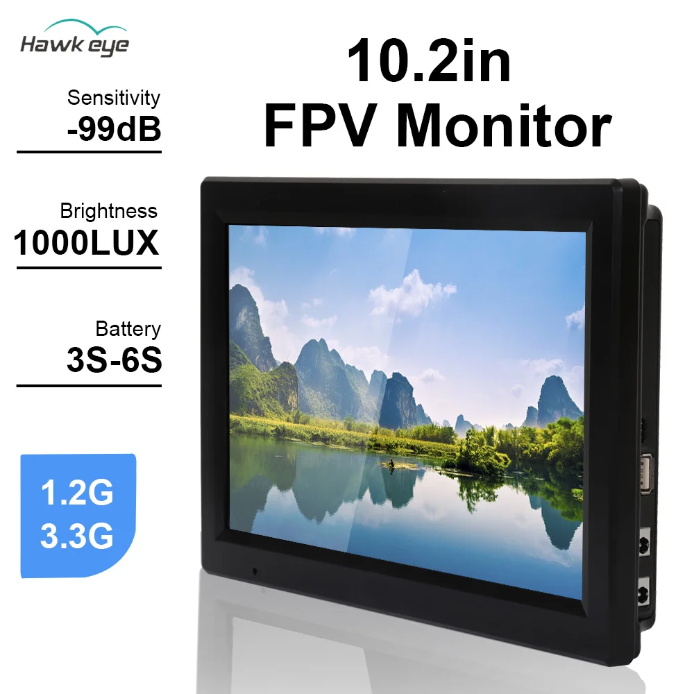 

Hawkeye 1.2G/3.3G FPV Monitor Little Pilot Captain X 10.2 inch 1000LUX 16:9 with HDMI DVR