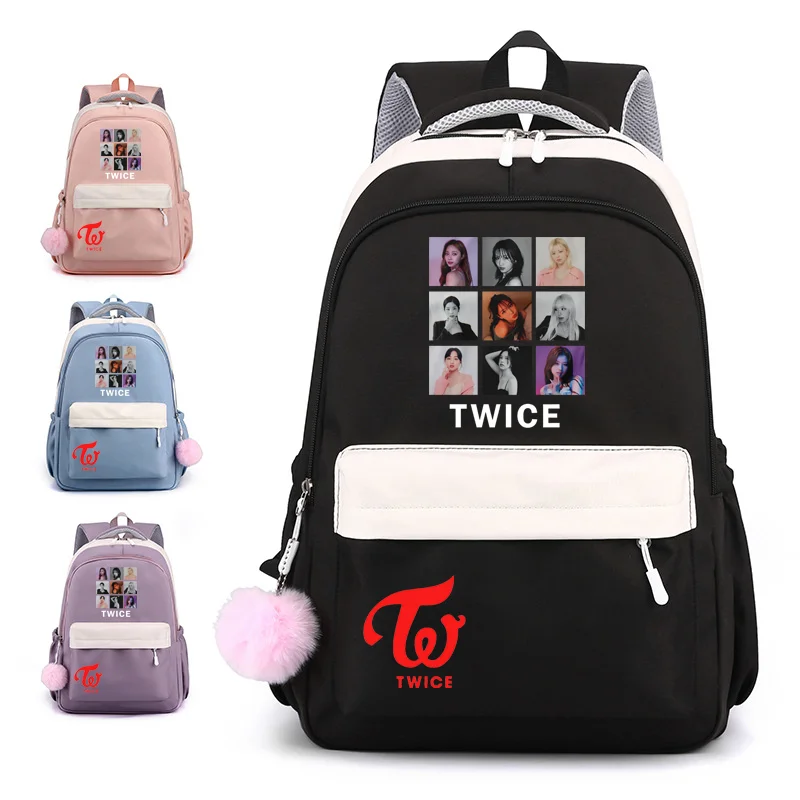 

2024 New Fashion Korean K-POP Combination Pattern Backpack Women's Casual Cute High Quality School Bag Girls School Backpacks