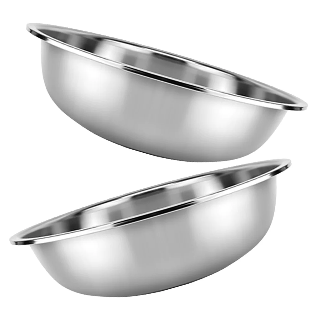 

2 Pcs Stainless Steel Vegetable Basin Large Mixing Bowl for Kitchen Washing Smooth Edges Multi Use Gift Idea Space