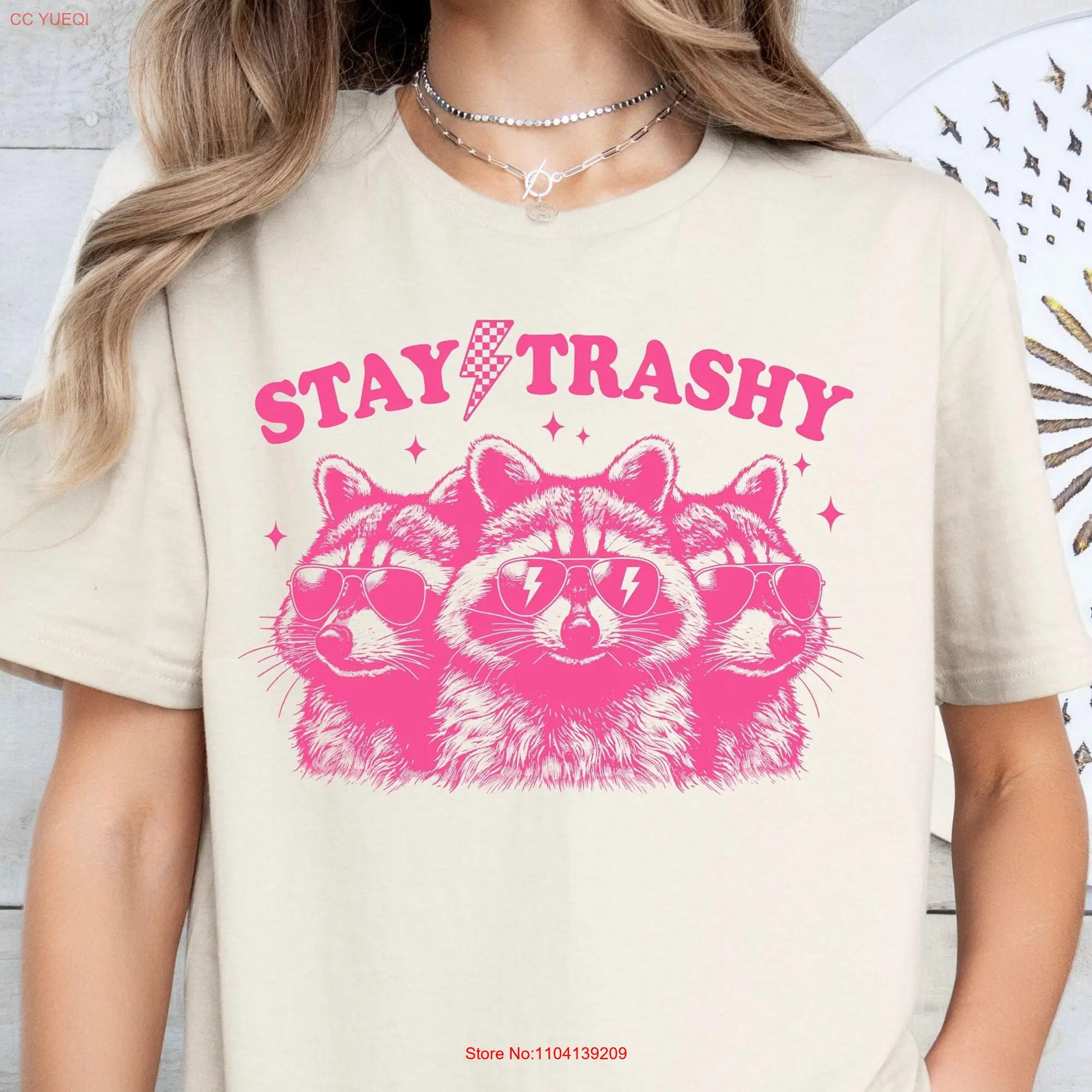 Stay Trashy T Shirt Funny Raccoon Retro SweaT Meme Lover Sarcastic Animal long or short sleeves